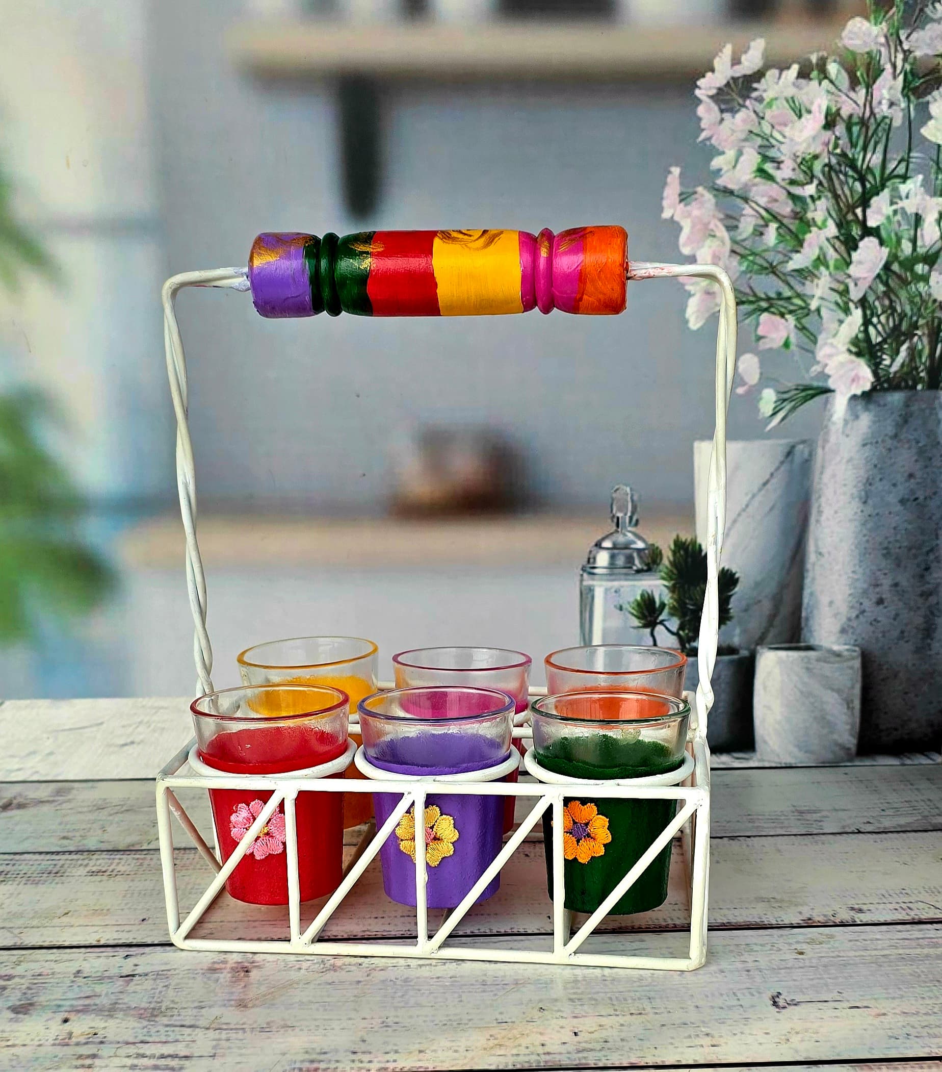 Colorful Glass Holder Set